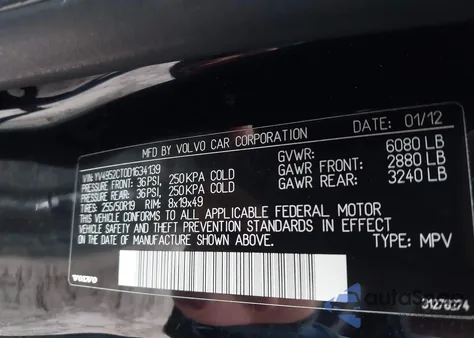 2013 Volvo Xc90 3.2 R-Design/3.2 R-Design Platinum/3.2 R-Design Premier Plus из США, поврежденный, VIN YV4952CT0D1634139